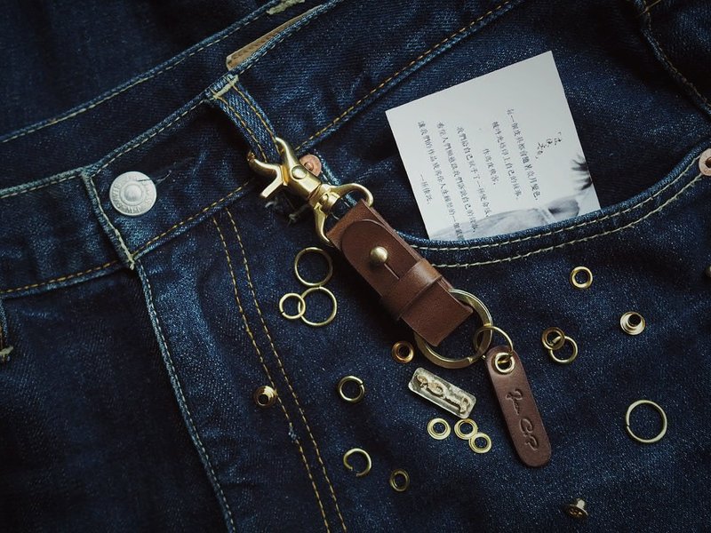 纯手工牛皮钥匙扣钥匙链挂件 意大利头层植鞣牛皮 定制化姓名礼物 - 钥匙链/钥匙包 - 真皮 多色