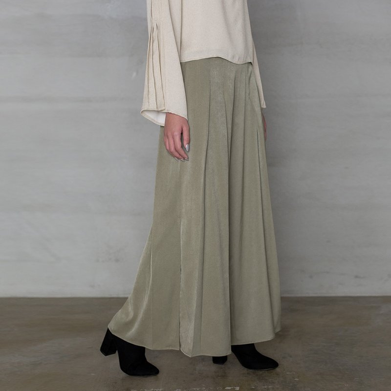 余韵漫漫打褶侧开衩宽裤TenderSoulPleated SideSlit Windy Pants - 女装长裤 - 聚酯纤维 多色