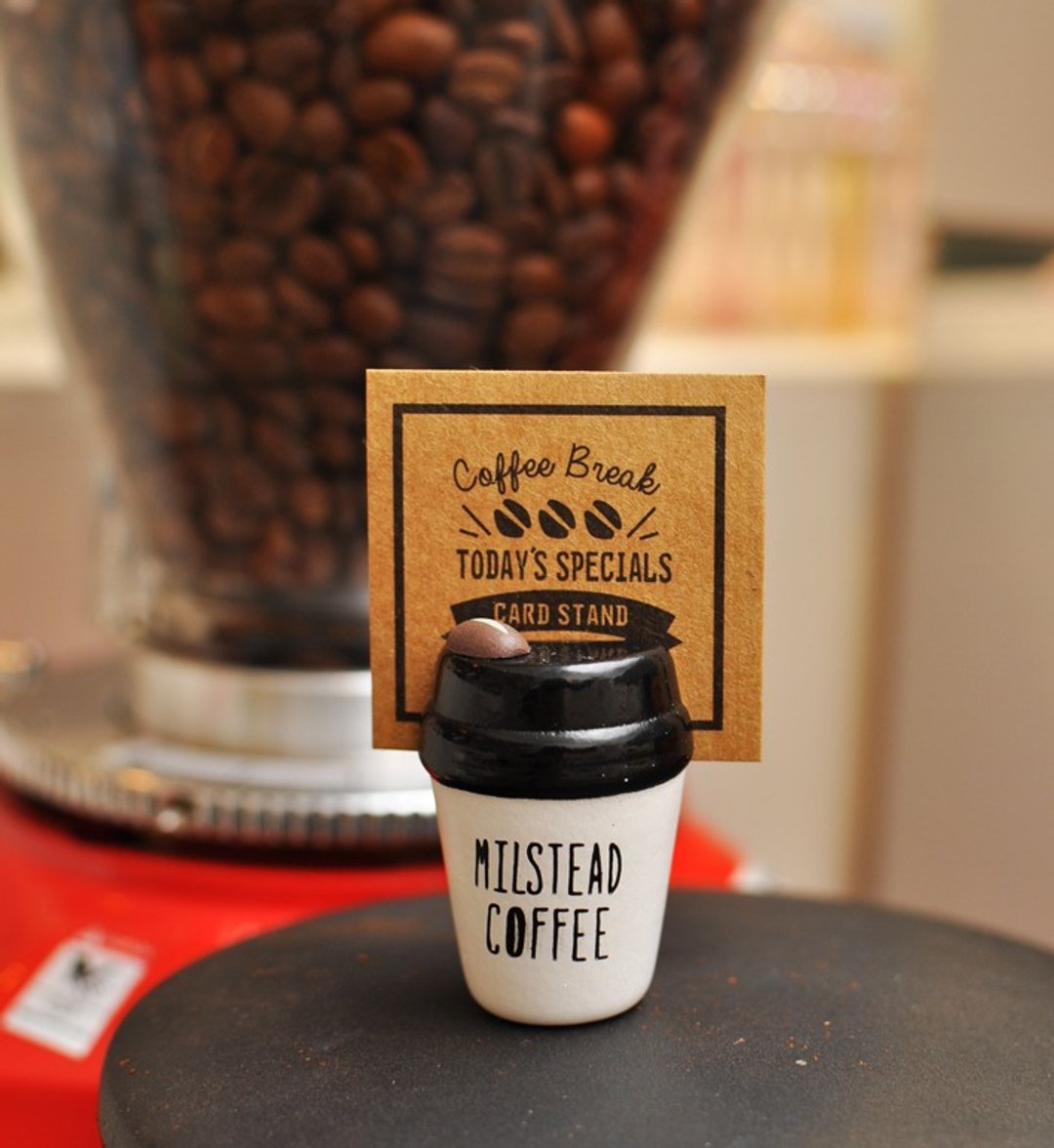 【日本Decole】MILSTEAD COFFEE文具系列★TAKE OUT CUP 咖啡外带杯卡片夹 - 文件夹/资料夹 - 木头 白色