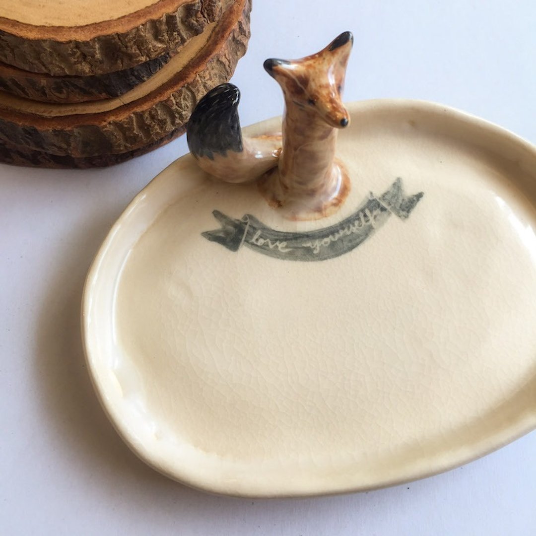 The Fox Plate - 陶艺 - 瓷 卡其色