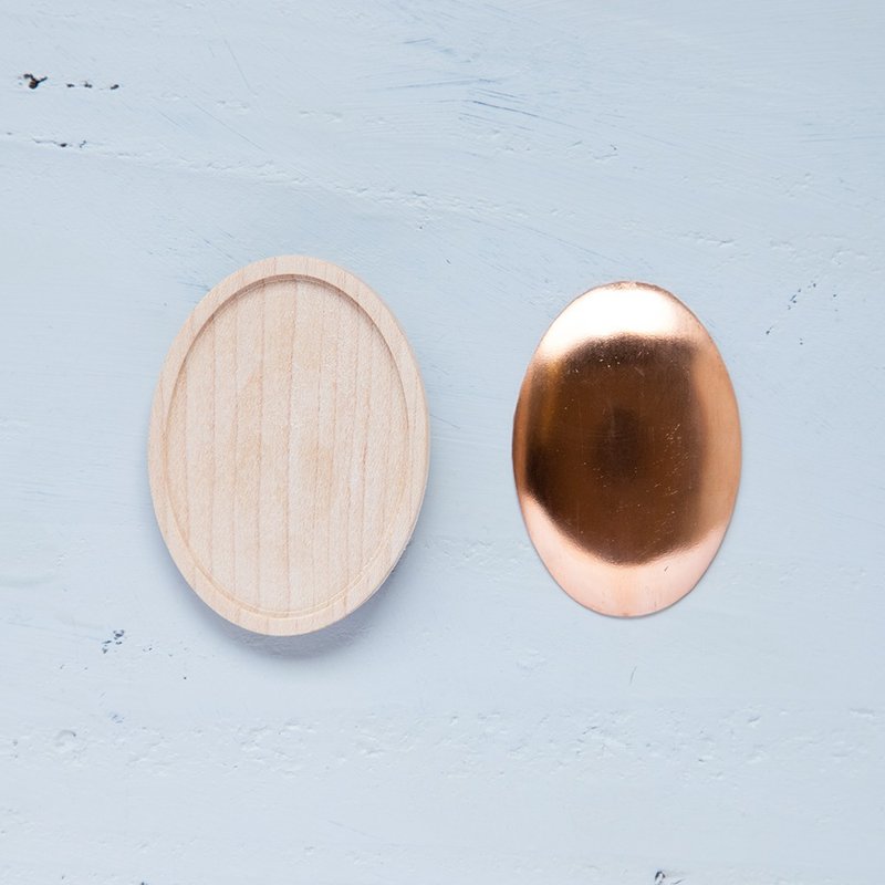 枫木胸针基地 - 椭圆形 大型 - 木工/竹艺/纸艺 - 木头 咖啡色