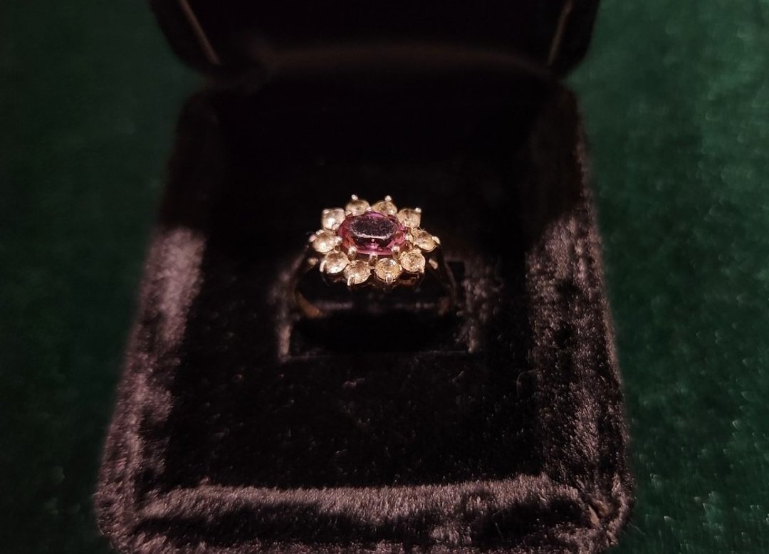 1940-1950 纯银镀 9CT 白金水晶白金戒【毕业礼物】母亲节礼物 - 戒指 - 纯银 紫色