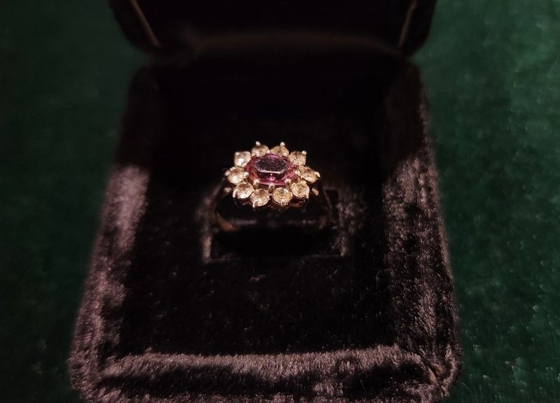 1940-1950 纯银镀 9CT 白金水晶白金戒【毕业礼物】母亲节礼物 - 戒指 - 纯银 紫色