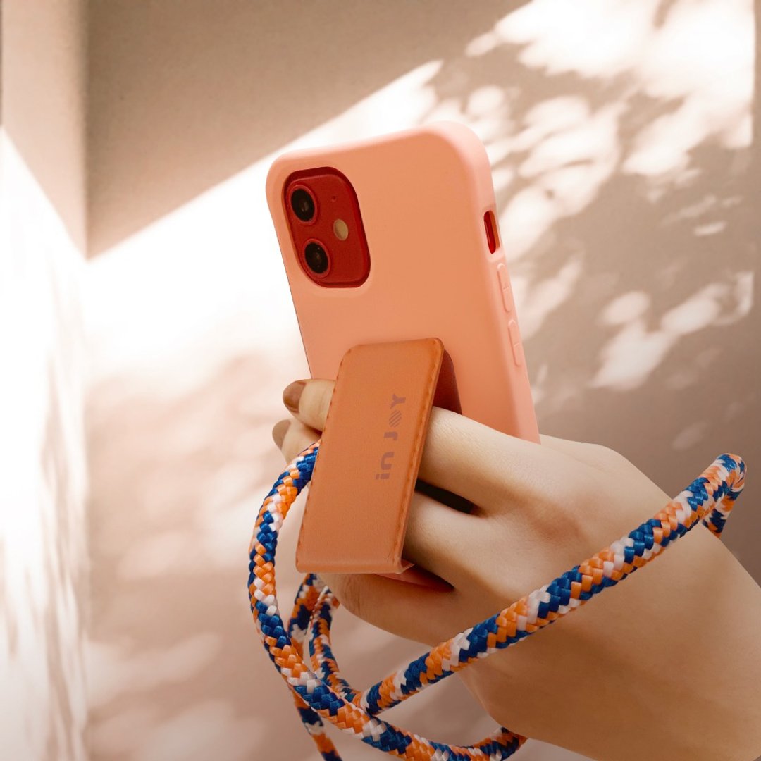 iPhone 14/13/SE3 可拆式Urban Colourful 早安橘 背绳防摔手机壳 - 手机壳/手机套 - 塑料 橘色