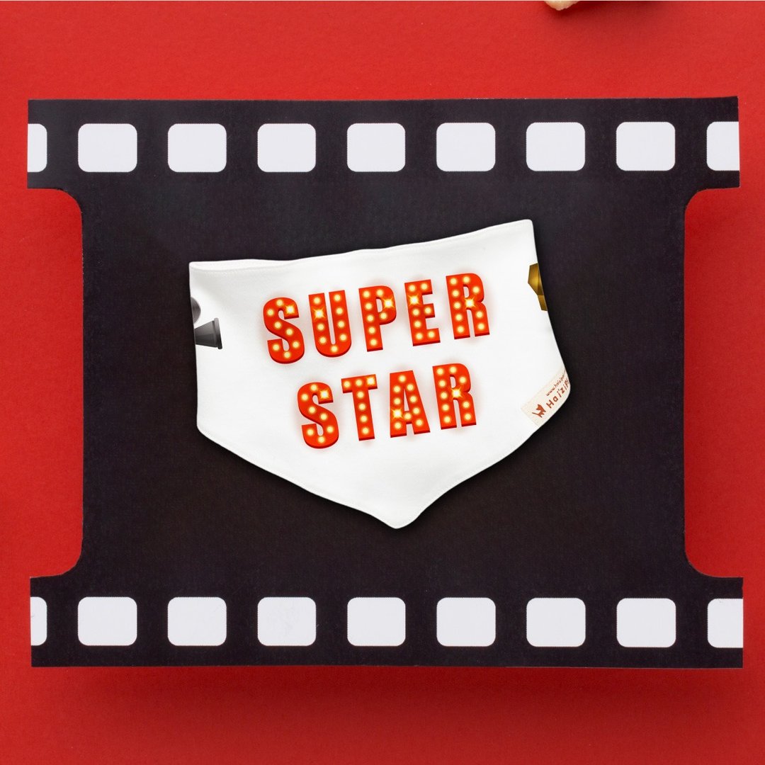 Super Star 超级巨星 纯棉三角巾 婴儿 宝宝 礼物 满月 弥月 礼物 - 围嘴/口水巾 - 棉 白色