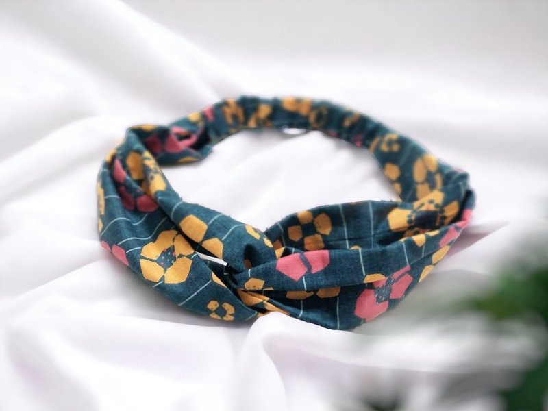 手作交叉发带。缤纷 - 发带/发箍 - 棉．麻 蓝色