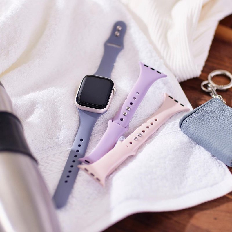 Apple Watch 38/40/41/42mm 仕女硅胶双扣表带 - 表带 - 硅胶 粉红色
