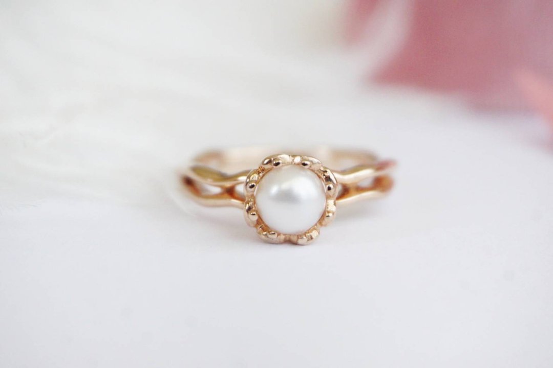 Natural White Pearl Ring Silver Ring 925 - 戒指 - 纯银 白色