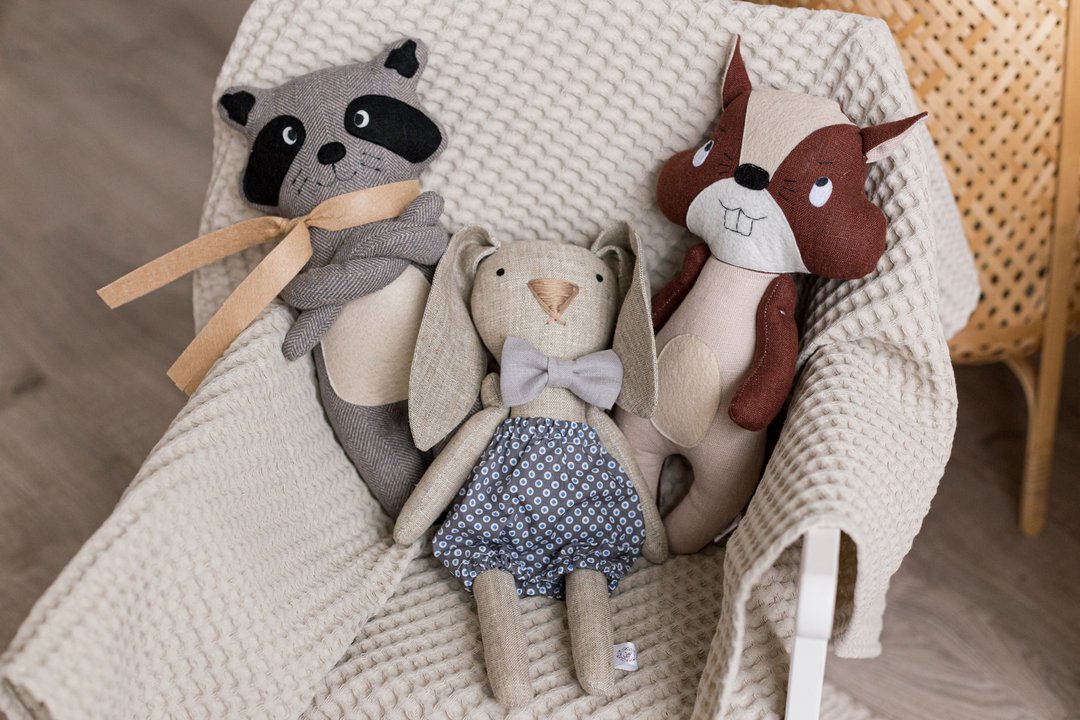 Ecofriendly baby toys, Sustainable baby toys, Natural baby toys, Organic linen - 玩具/玩偶 - 环保材料 多色