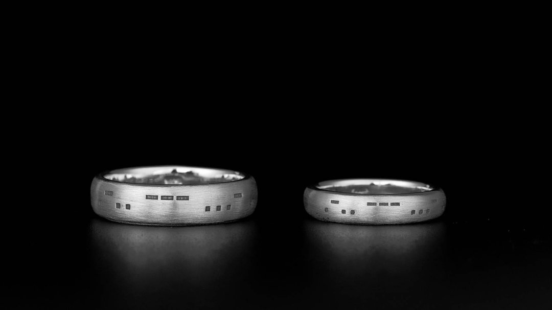 - 制 - 密  Morse code 925银对戒 - 戒指 - 纯银 银色