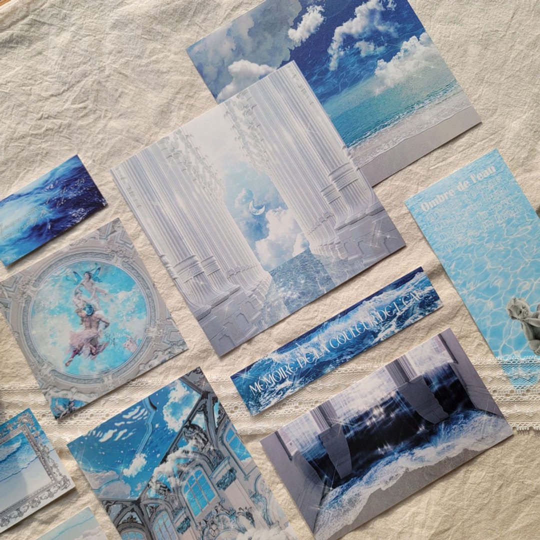 Aqua Memoria 蝶古巴特纸 - 信封/信纸 - 纸 蓝色
