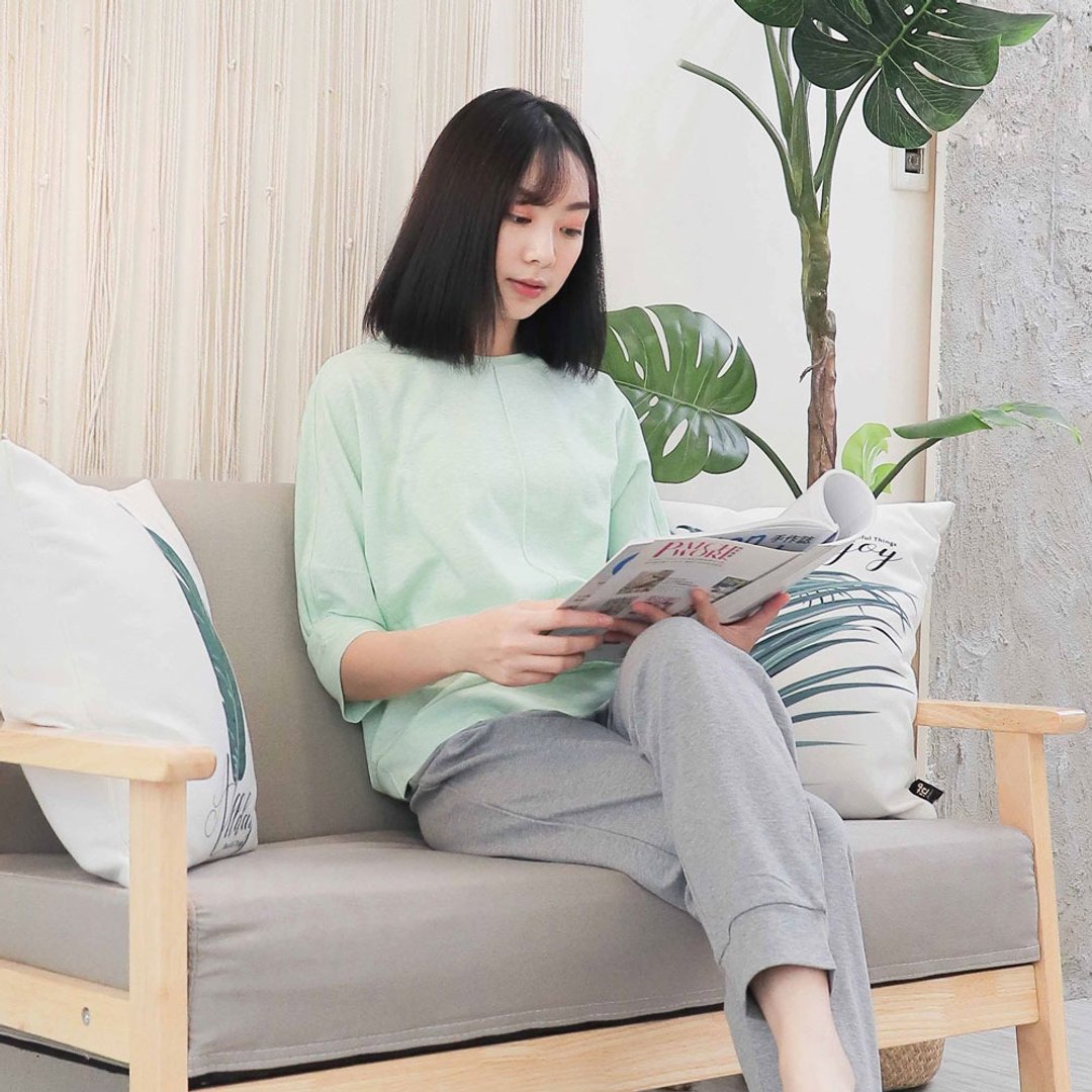 UMORFIL胶原蛋白反折袖口/居家服-麻花绿 - 居家服/睡衣 - 棉 绿色