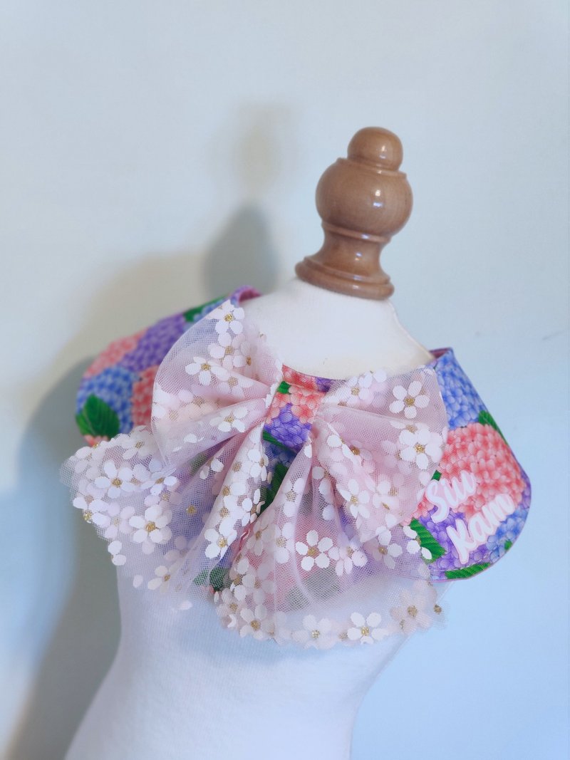 彩色花花 蕾丝蝴蝶结造型颈饰 颈项 collar 可加名字 - 衣/帽 - 棉．麻 粉红色