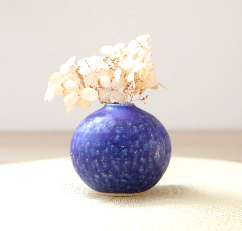 深海蓝丰满圆形花瓶 - 花瓶/陶器 - 陶 蓝色