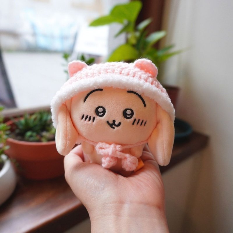 橙粉-小熊帽 娃衣 吉伊卡哇 ちいかわ Chiikawa 10cm适用 - 玩偶/公仔 - 棉．麻 粉红色