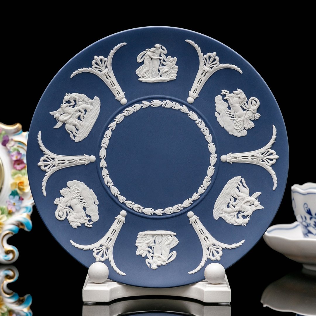 英国制Wedgwood 碧玉浮雕 波特兰古典神话装饰盘 绝版手工艺术盘 - 摆饰 - 瓷 