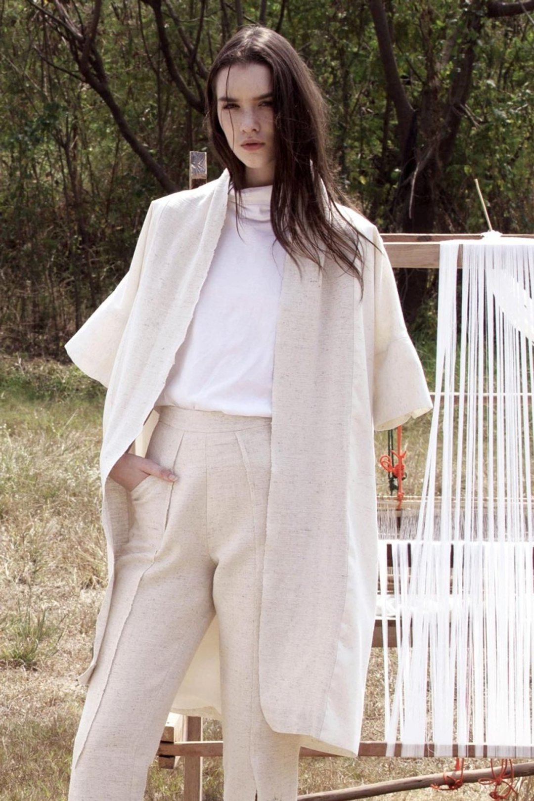 BAMBOO KIMONO JACKET - 女装休闲/机能外套 - 棉 咖啡色