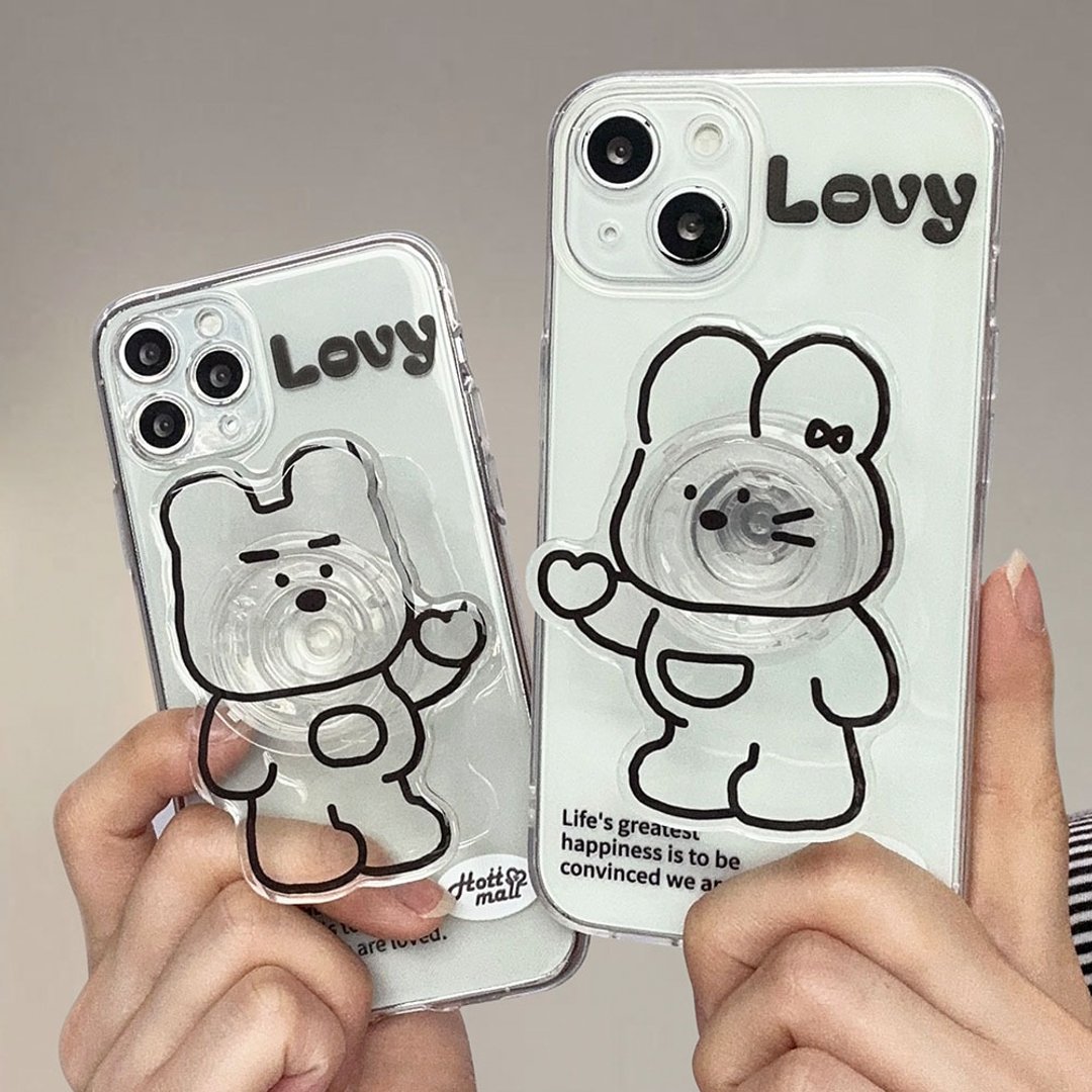 Lovy iPhone 手机情侣透明保护壳压克力托克套装 - 手机壳/手机套 - 塑料 多色