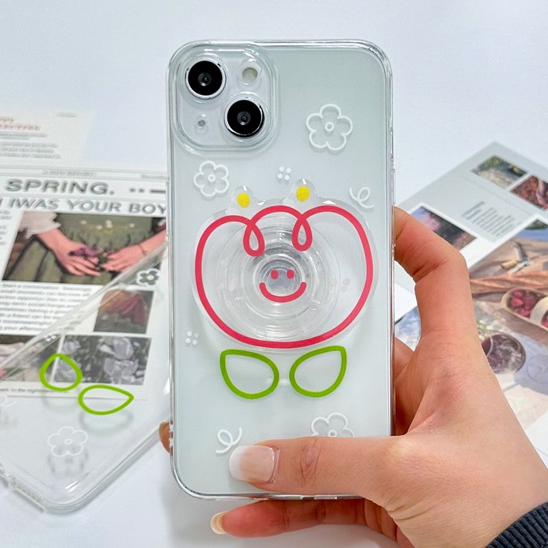 微笑郁金香 iPhone16/15/14/13/12/11 保护壳压克力压克力托克套装 - 手机壳/手机套 - 塑料 多色