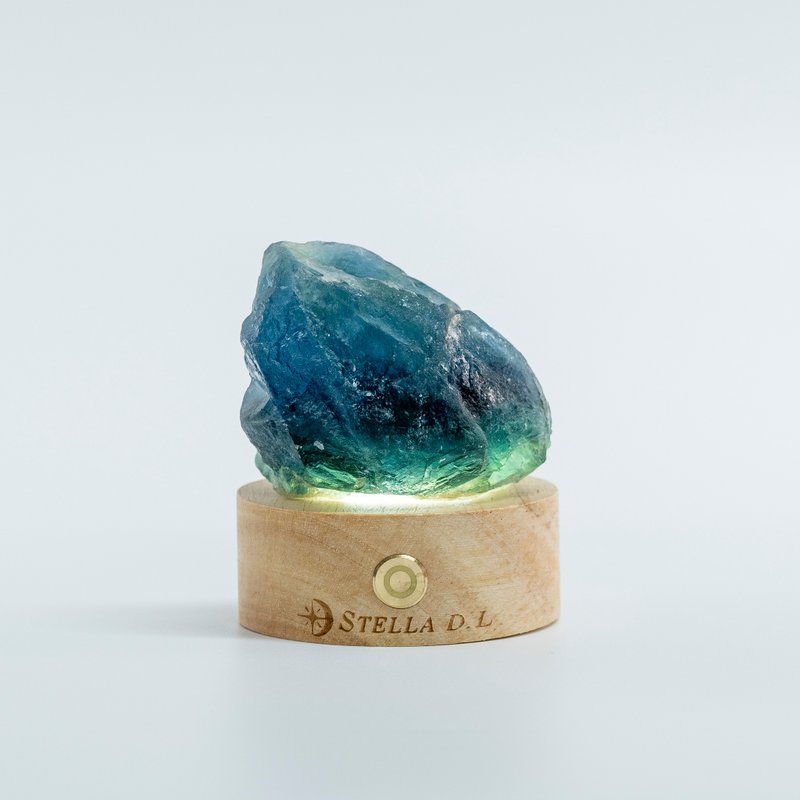 蓝绿萤石水晶原矿 赠LED原木灯座 D36901-SN9802 - 其他 - 水晶 蓝色