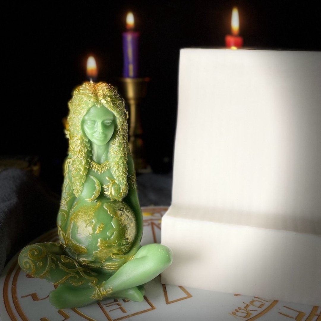 大地母亲盖亚蜡烛模具丨魔法蜡烛丨大份量大蜡烛 - 蜡烛/烛台 - 硅胶 绿色