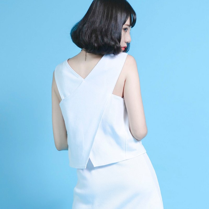 SU:MI said Compound 化合物罗纹造型背心_6SF013_白 - 女装背心 - 棉．麻 白色