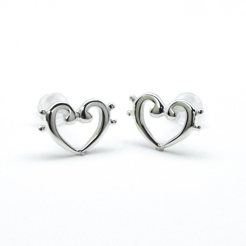 Clef Heart Earrings - 耳环/耳夹 - 纯银 透明