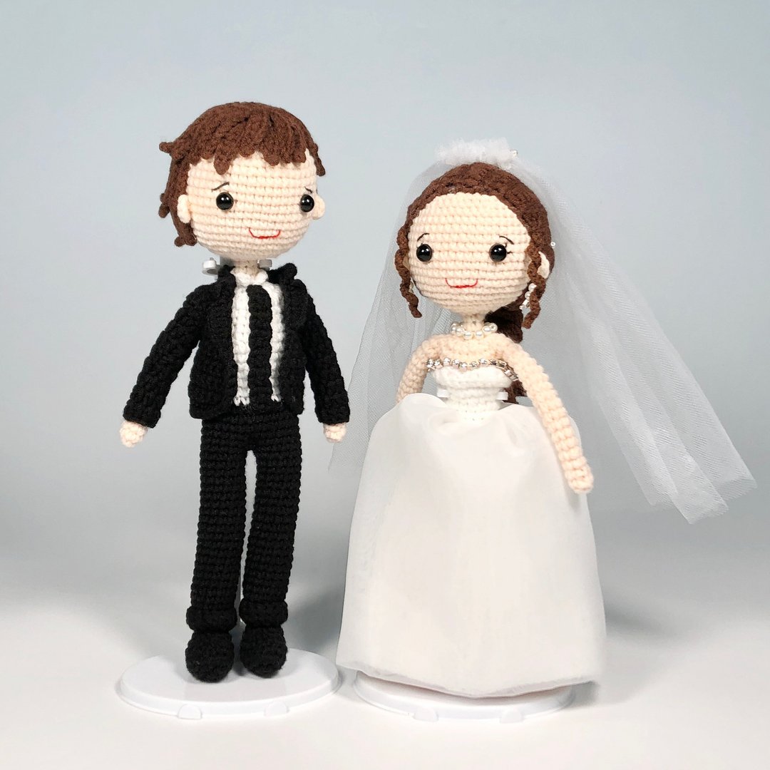 定制结婚公仔  婚礼娃娃 结婚礼物 婚礼摆设 婚礼装饰 (自选颜色) - 摆饰 - 聚酯纤维 白色