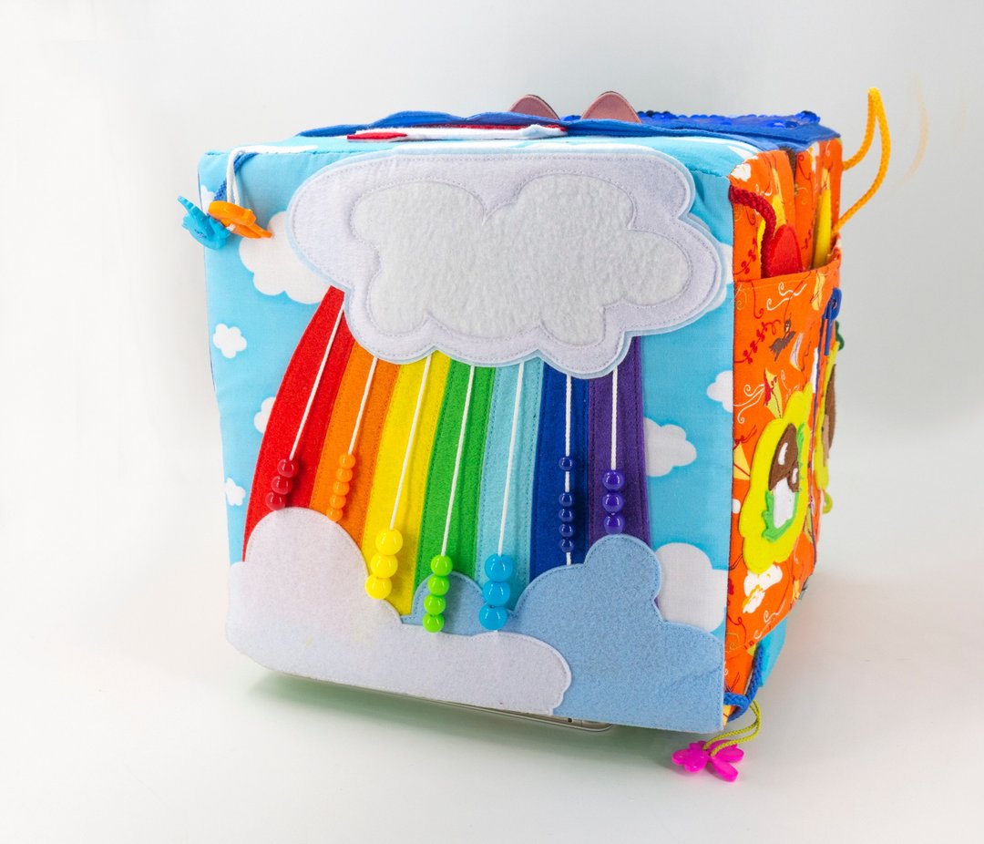 Activity Baby cube, Sensory cube, Cloth cube toy, Montessori baby toys, Felt cub - 玩具/玩偶 - 棉．麻 