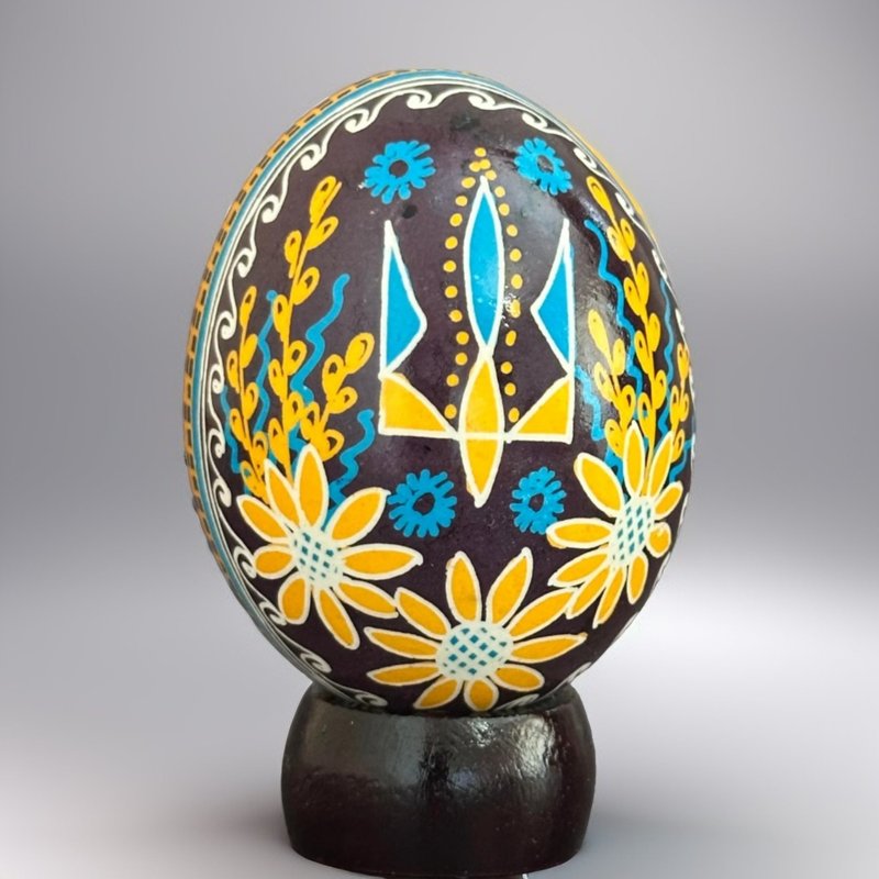 乌克兰复活节彩蛋 真鸡彩蛋 手绘蛋壳 胡特尔彩蛋 - 摆饰 - 其他材质 黑色