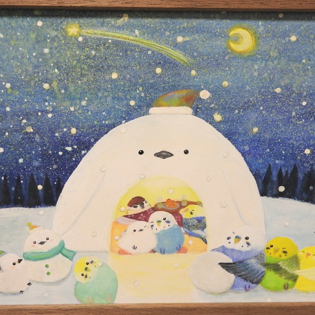 木框原作【雪屋鹦鹉】 - 海报/装饰画/版画 - 纸 蓝色