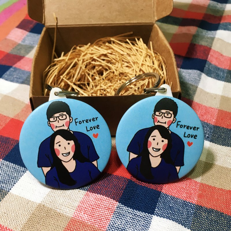 2个定制化双人钥匙圈(44mm) - 吊饰 - 塑料 