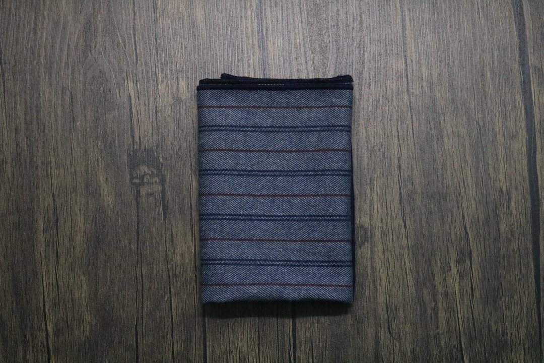 紳士裝商務口袋巾條紋百搭禮盒裝 - 手帕/方巾 - 棉．麻 蓝色
