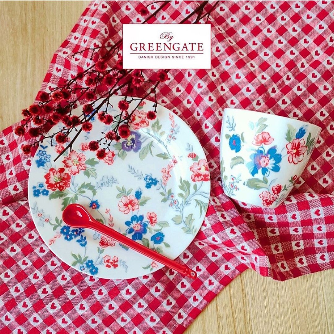 【2件7折】丹麦GreenGate Isobel white 餐盘20.5cm / 拿铁杯 - 盘子/餐盘/盘架 - 瓷 白色