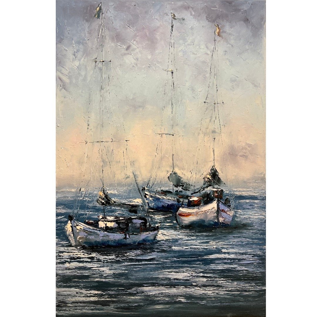 帆船绘画原创艺术品画布 60x40 厘米 - 海报/装饰画/版画 - 棉 多色