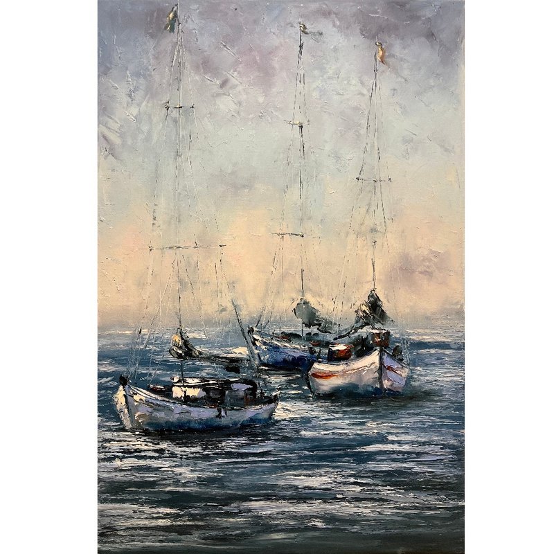 帆船绘画原创艺术品画布 60x40 厘米 - 海报/装饰画/版画 - 棉．麻 多色
