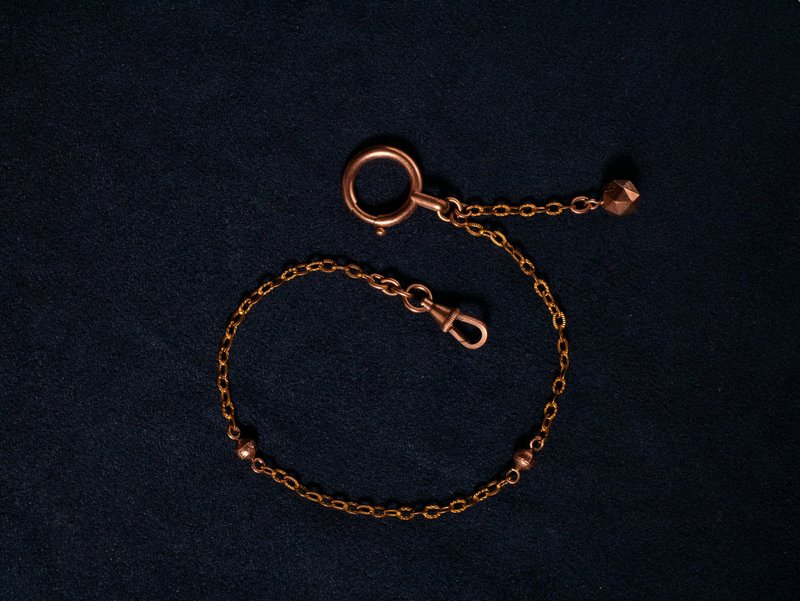1890s 法国 雕花链金球包金怀表链 (可做手链使用) - 手链/手环 - 其他金属 金色