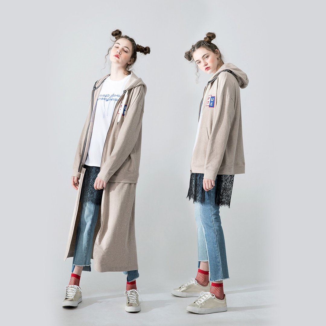 【中性款】多变穿法长版连帽外套 / 卡其色 - 女装休闲/机能外套 - 棉 卡其色