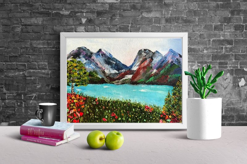 景观约塞米蒂国家公园山林河油画18x24厘米 - 墙贴/壁贴 - 其他材质 多色