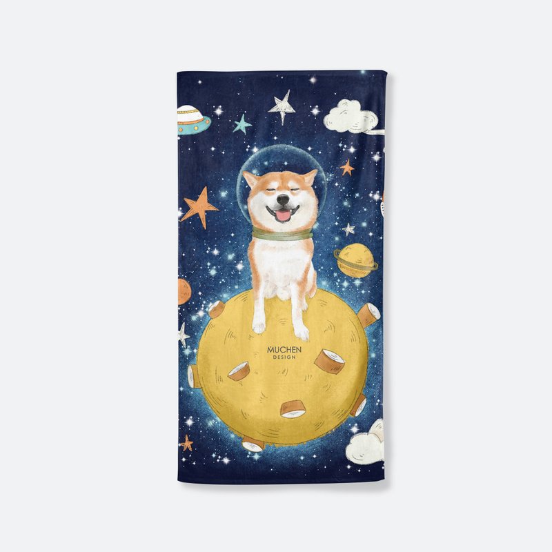 宇宙柴柴-浴巾小毯 - 毛巾浴巾 - 碳纤维 多色