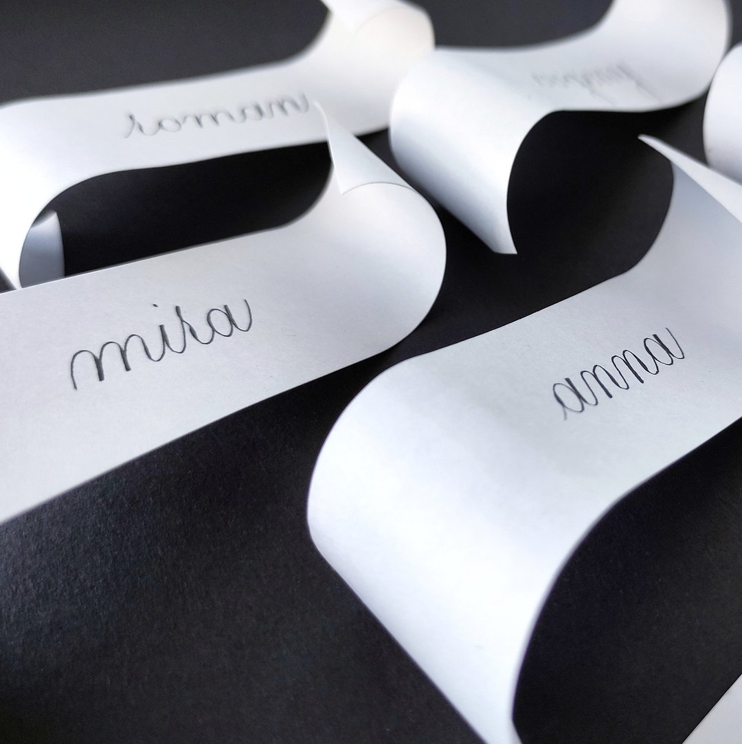 Place cards (set of  20 pcs) Handwritten calligraphy | Wedding calligraphy - 卡片/明信片 - 纸 白色