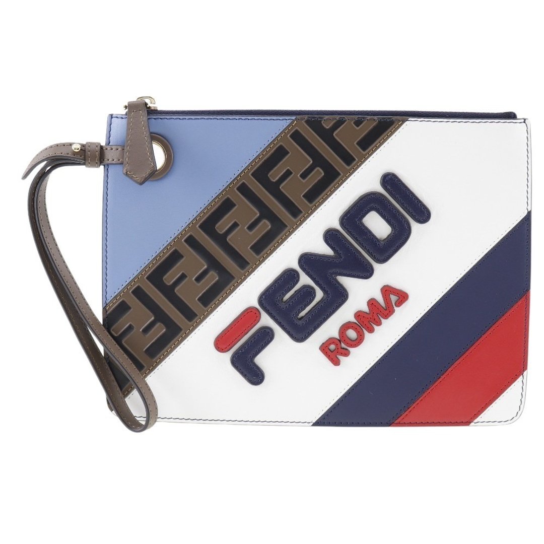 【日本直送】FENDI 芬迪 FENDI MANIA 手拿包 FILA 联名款 8BS020 皮革 中性【二手】 - 手拿包 - 真皮 蓝色