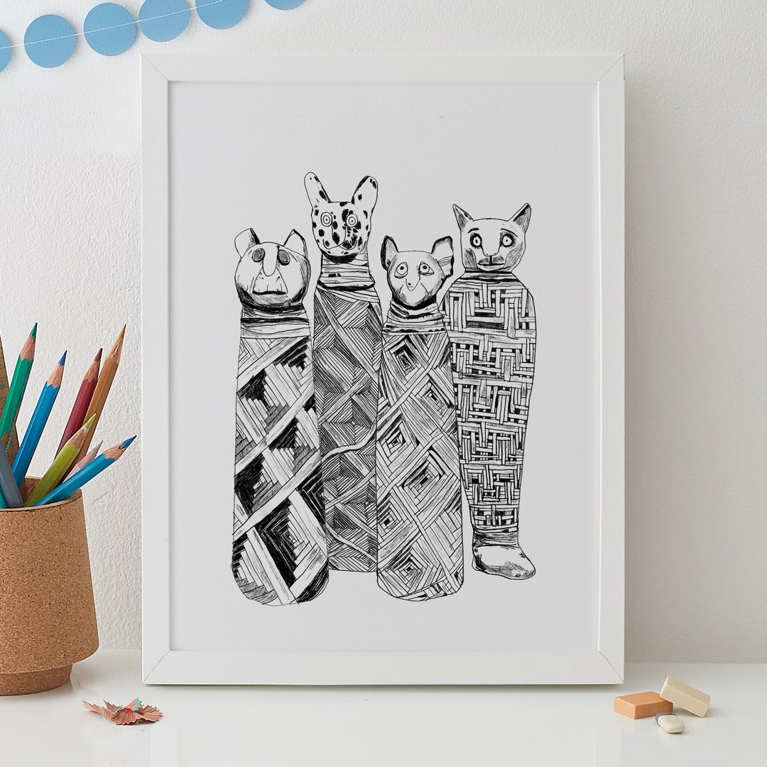 MUMMIFIED CATS PRINT - 海报/装饰画/版画 - 纸 透明