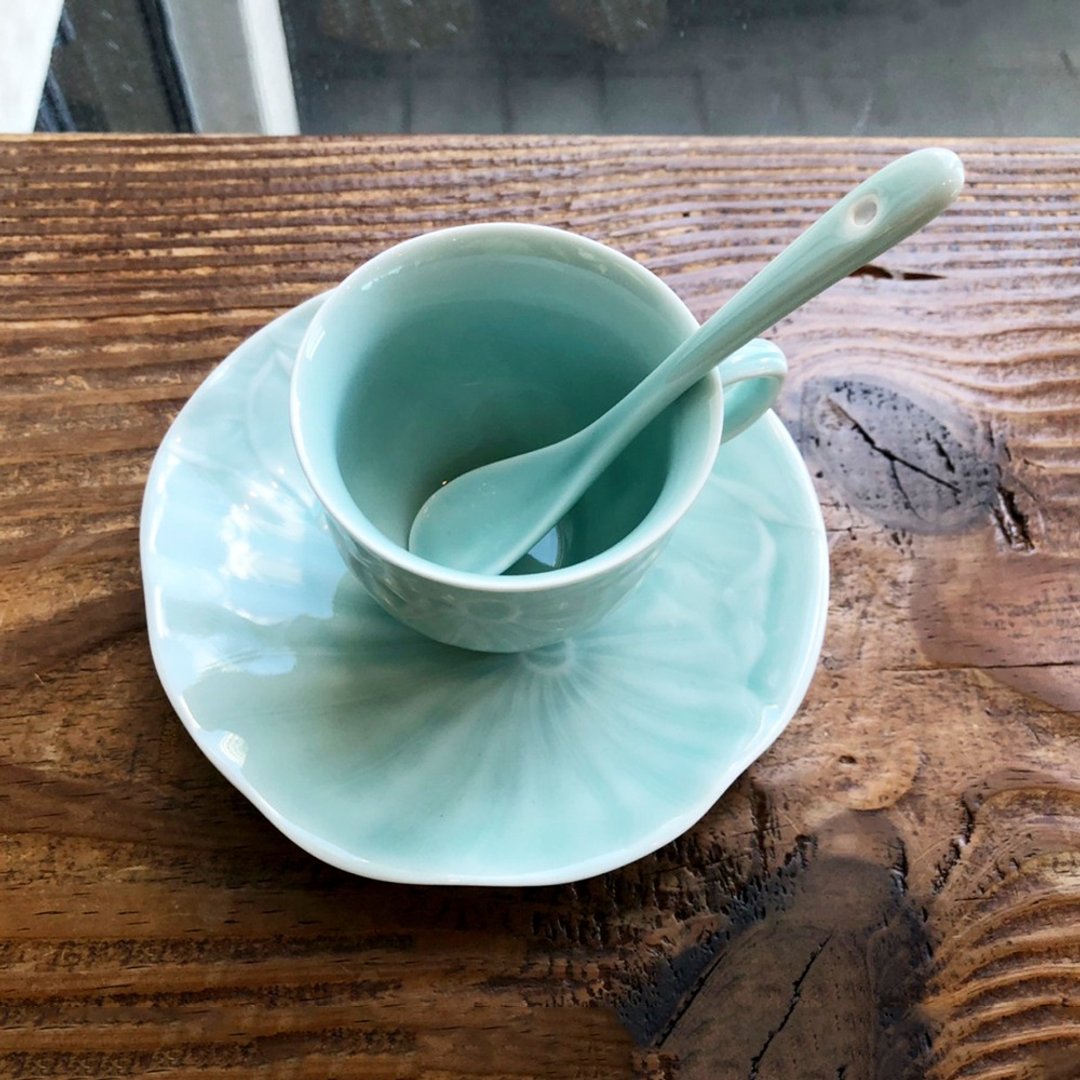 【莺歌烧】安达窑 - 青瓷咖啡杯盘组 - 茶具/茶杯 - 陶 