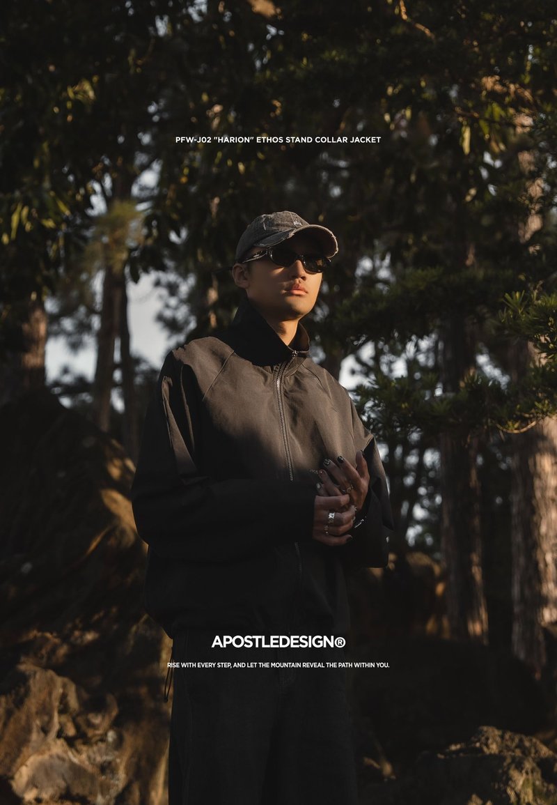 25AW PFW-J02 HARION Ethos Stand Collar Jacket - 男装外套 - 聚酯纤维 黑色