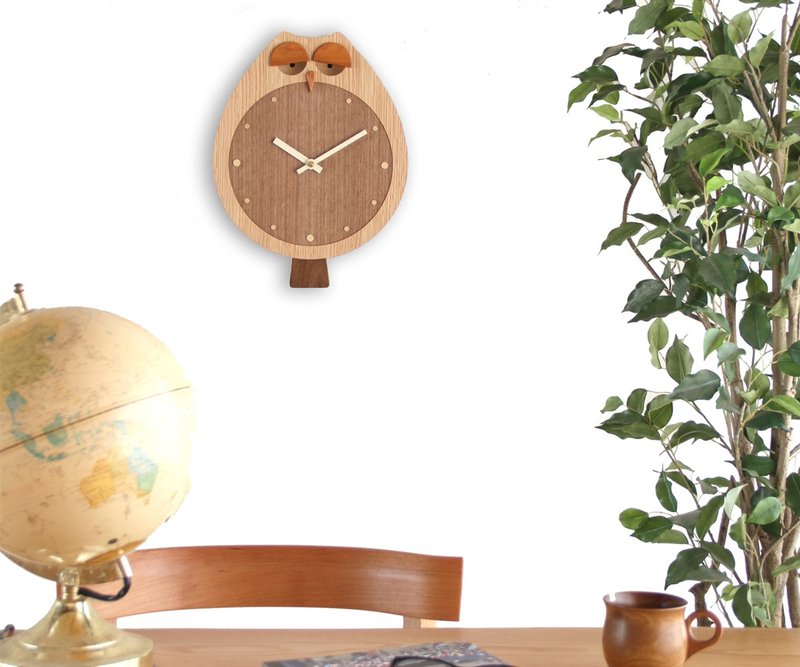 旭川工艺 工房 Arms FUCLOCK 猫头鹰挂钟 - 时钟/闹钟 - 木头 