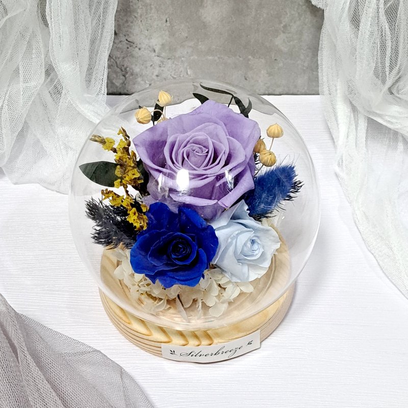 永生花玻璃罩 生日礼物 母亲节 永生玫瑰 情人节礼物 PF052 - 干燥花/捧花 - 植物．花 紫色