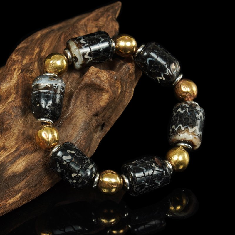 西亚黑沁彩虹图腾古珠.缅甸佛塔念珠型达隆咒珠手串 - 手链/手环 - 其他材质 