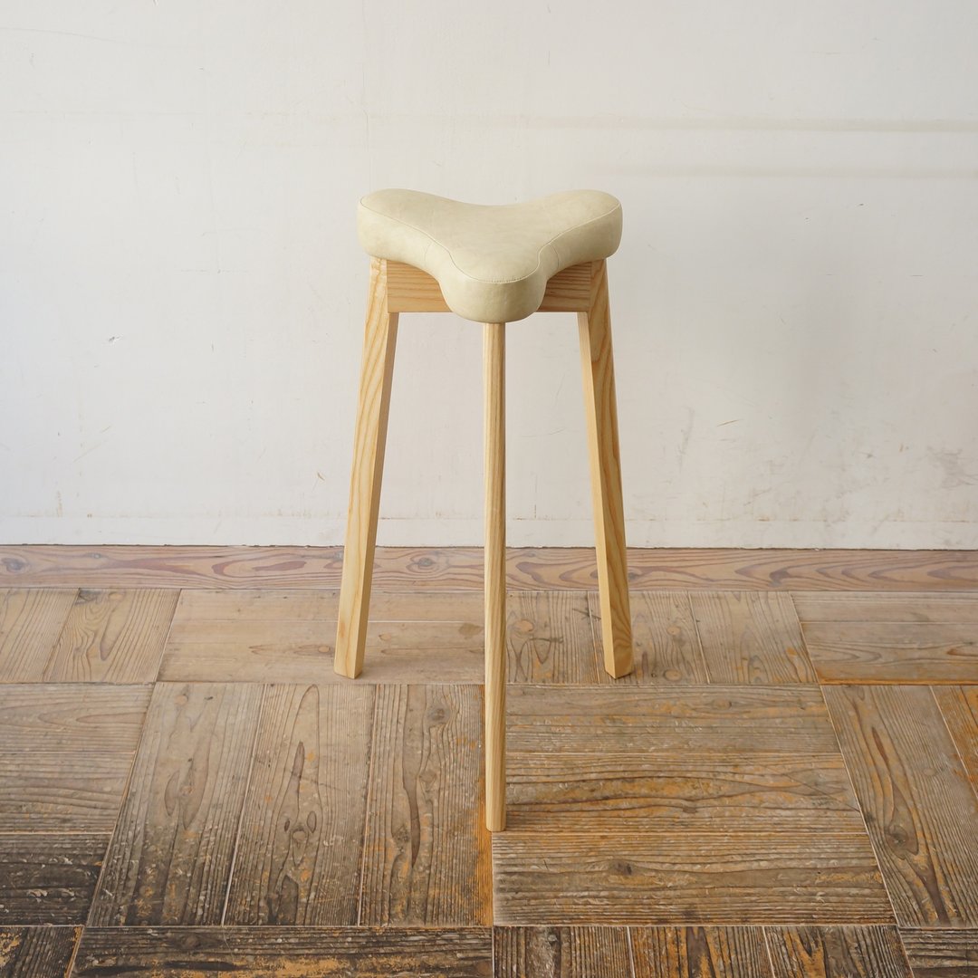 kitchen stool Matabi SH670【wood frame】natural【fabric】Synthetic leather ivory - 椅子/沙发 - 木头 白色