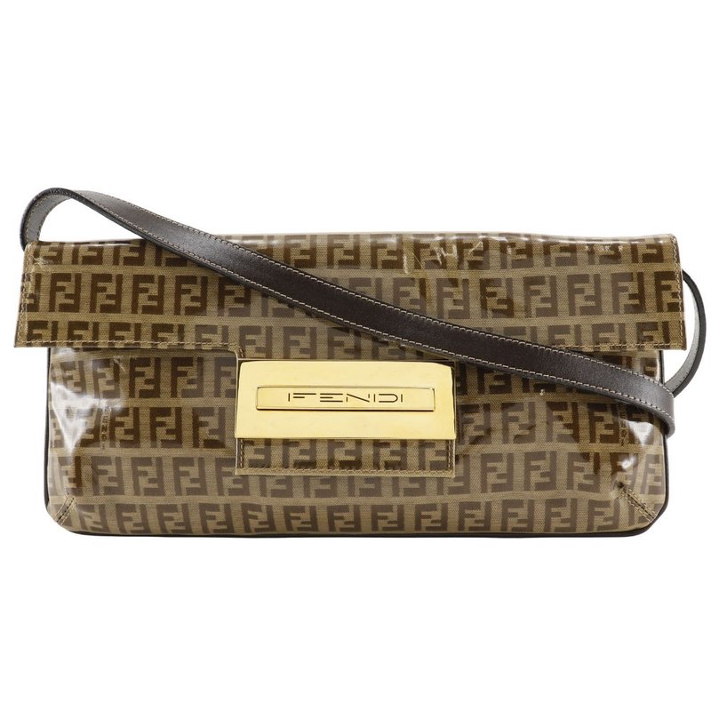 【日本直送】FENDI 芬迪 Mamma Baguette 经典 Zucchino 帆布 2WAY 手拿肩背包 棕色 女仕【二手】 - 侧背包/斜挎包 - 塑料 咖啡色